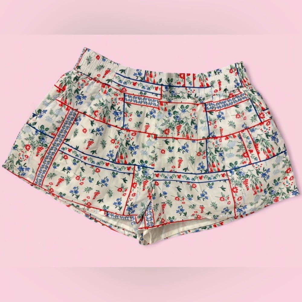Janie and Jack Blue & Red Floral Patchwork Print Shorts | Girls Size 6